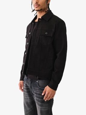 10. True Religion • NWOT $170 Black Trucker Denim Jacket PTP 23”-26”